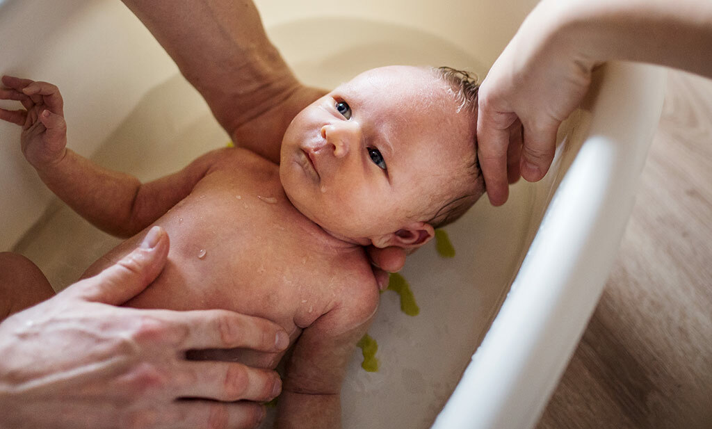 Bathing a newborn