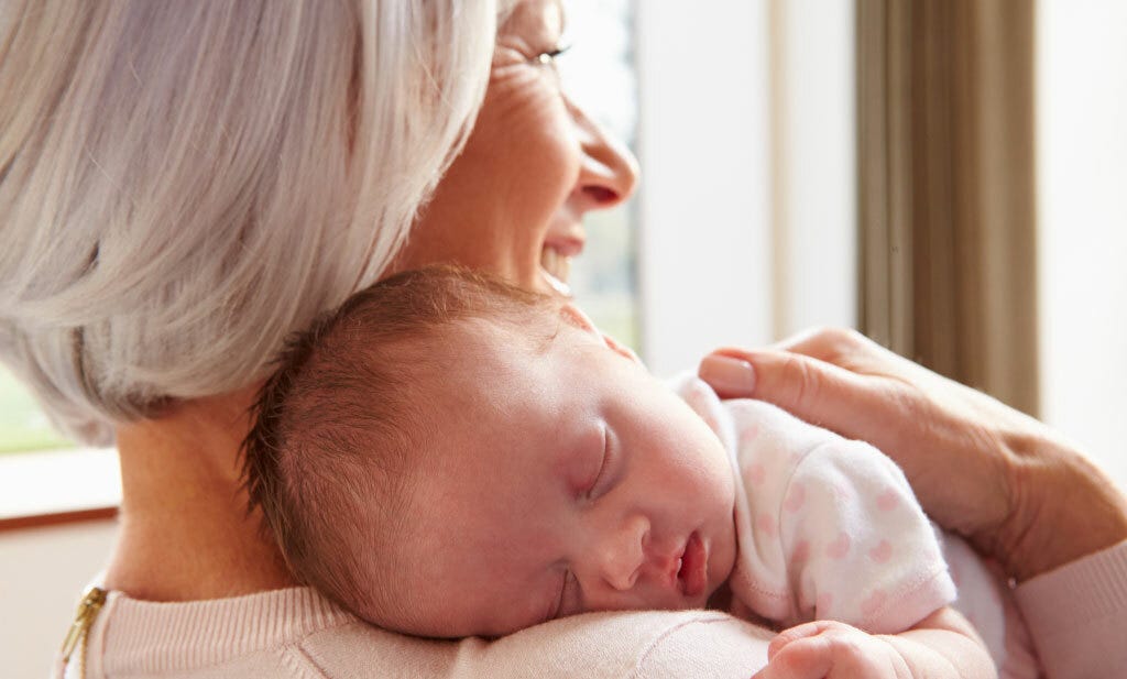 grandmother and a newborn baby<br />
